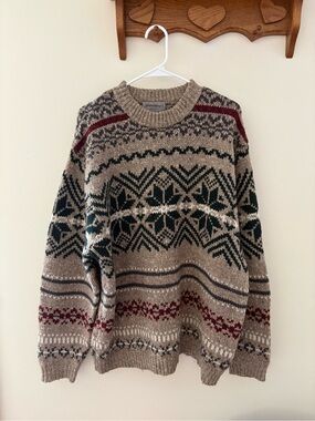 Vintage Eddie Bauer Chunky Knit XL Isle Crewneck Sweater Mens XL